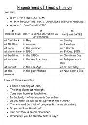 Prepositions of Time