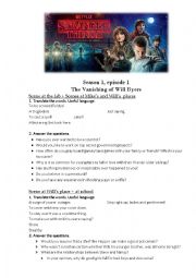 English Worksheet: Stranger Things Season 1, Episode 1