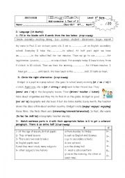 English Worksheet: Mid-semester 1 Test n2 8th form