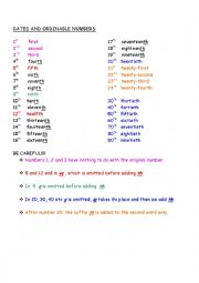 English Worksheet: ORDINAL NUMBERS AND DATES