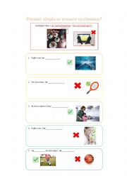 English Worksheet: Present simple or continuous with hobbies 