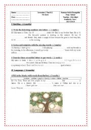 English Worksheet: semester 1 test n1 7th form