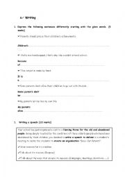 English Worksheet: Writing a speech / express sentences differently