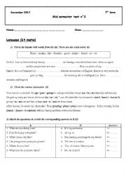 English Worksheet: 7th form test n2