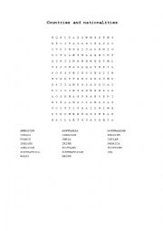 English Worksheet: countries and nationalities