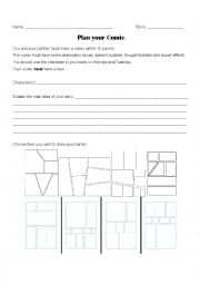English Worksheet: Comic Project - Planning