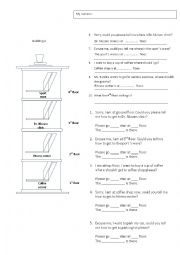 English Worksheet: at building, asking and giving direction