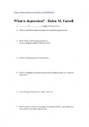 English Worksheet: TED ED- What is depression? by Helen M. Farrel