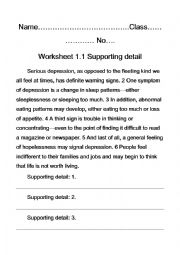 English Worksheet: Supporting detail