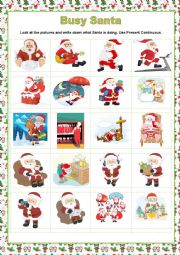 English Worksheet: Busy Santa