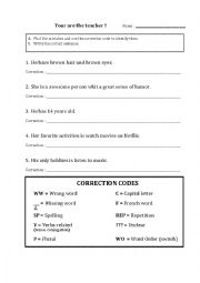 Error correction worksheet