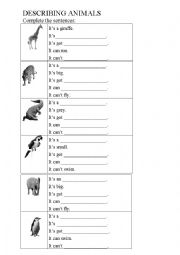 English Worksheet: Describing animals