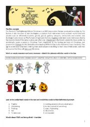 English Worksheet: The Nightmare Before Christmas