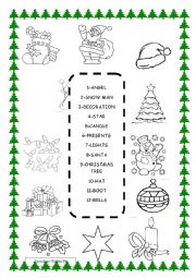 English Worksheet: christmas objects-christmas activity