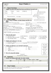 English Worksheet: song of freedom