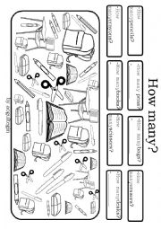 English Worksheet: How many? - Classroom objects