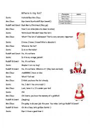 Where is my list? An easy Christmas play-theatre - ESL worksheet by  meljthomson