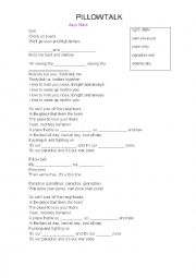 English Worksheet: Pillowtalk song- listneing gap fill opposites