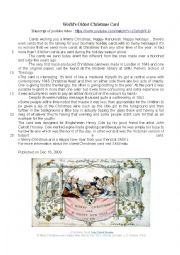 English Worksheet: World oldest Christmas card