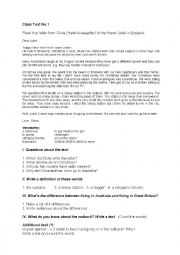 English Worksheet: life in Australia