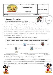 English Worksheet: MID SEMESTER TEST N 2 7TH FORM