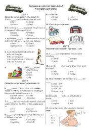 English Worksheet: Vocabulary Quiz for On Screen 1 Unit-1,2,3,4,5