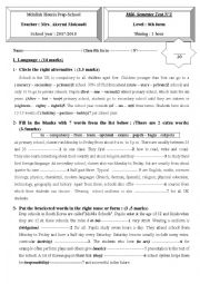 English Worksheet: mid - semester test n2 8th form