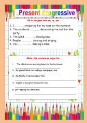 English Worksheet: Present Progressive