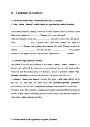 English Worksheet: language test