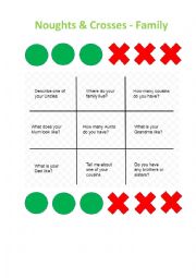 English Worksheet: Family themed noughts & crosses game