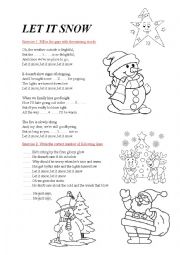 English Worksheet: Let it snow - christmas carol for students