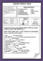 THE PRESENT PERFECT TENSE WORKSHEET GRAMMAR GUIDE AND EXERCISE
