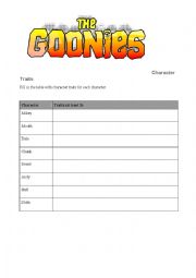 The Goonies movie worksheet