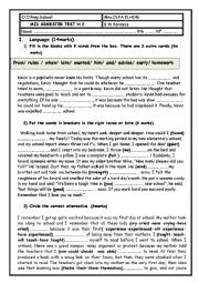 English Worksheet: MID SEMESTER TEST N 2 (9th forms)