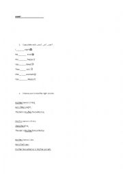 English Worksheet: TO BE, his, her