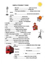 English Worksheet: simple present tense 