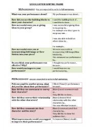 Writing Frame based on Anne Frank Drama assessment