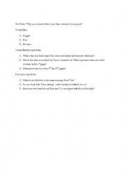 English Worksheet: TED Talks  - Why you should define your fears instead of your goals
