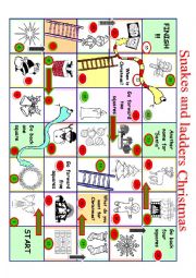 English Worksheet: Christmas Snakes and Ladders CF2017