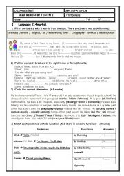 English Worksheet:  MID SEMESTER TEST N 2 