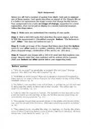 English Worksheet: Creative Assignment: Night by Elie Wiesel