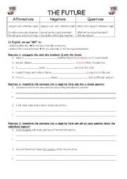 English Worksheet: The future tense (Worksheet + exercises)