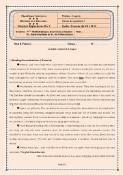 English Worksheet: End-of-semester test 1 - 4th form scientific branches