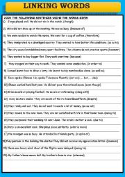 English Worksheet: LINKING WORDS PRACTICE