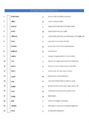 Vocabulary Worksheet based on book 