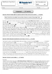 English Worksheet: 8th form second semester test