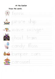 English Worksheet: Funfair tracing activity