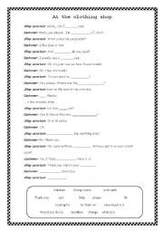 English Worksheet: Dialogue - At The Shop