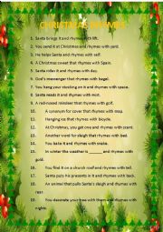 English Worksheet: Christmas rhymes