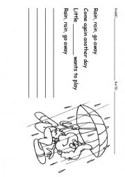 English Worksheet: Rain, rain, go away handout